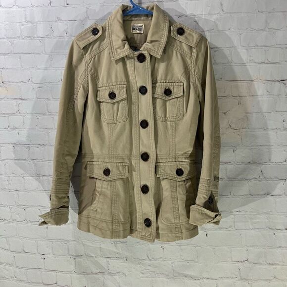 Converse One Star Khaki Denim Military Style Jacket - Picture 1 of 8